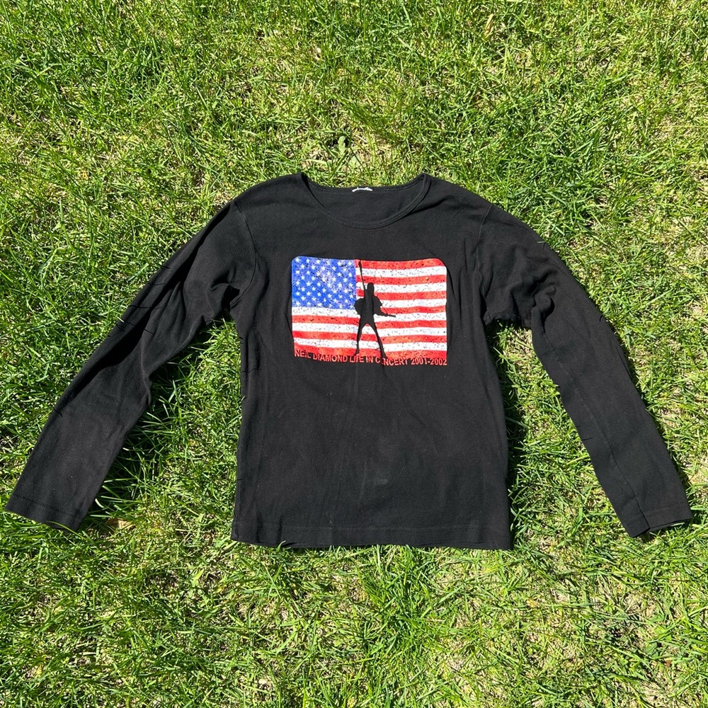 2001-2002 Neil Diamond Long Sleeve Shirt with Flag Print